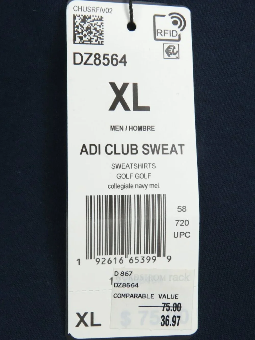 NWT Adidas Men's Navy Long-Sleeve1/4 Zip Pullover Golf Sweatshirt Size XL (C2138